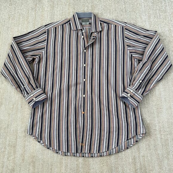 3 for $6 Thomas Dean Stripe Button Down Shirt L - Picture 1 of 10